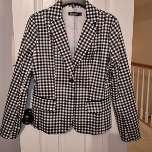 New York & Co 7th Ave Black White Gingham Jacket size 6